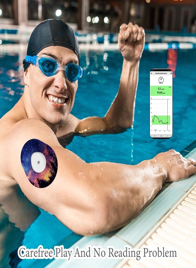 FuWeave عبوة من 36 لاصقة من FuWeave بتصميم سماء مرصعة بالنجوم، متوافقة مع أغطية Dexcom G7 المقاومة للماء والعرق، وأغطية حماية ملونة لأجهزة مراقبة الجلوكوز المستمرة. شريط لاصق مقسم. - Image 3